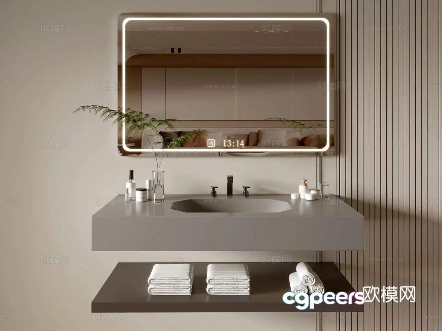 Modern bathroom cabinet bathroom basin bathroom ornaments mirror cabinet sink 3d model