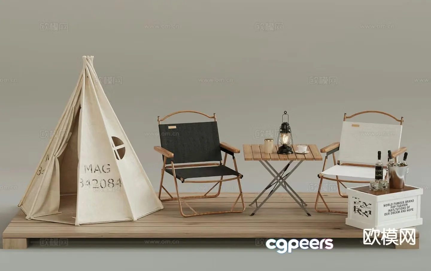 Outdoor camping equipment outdoor chair tent 3d model