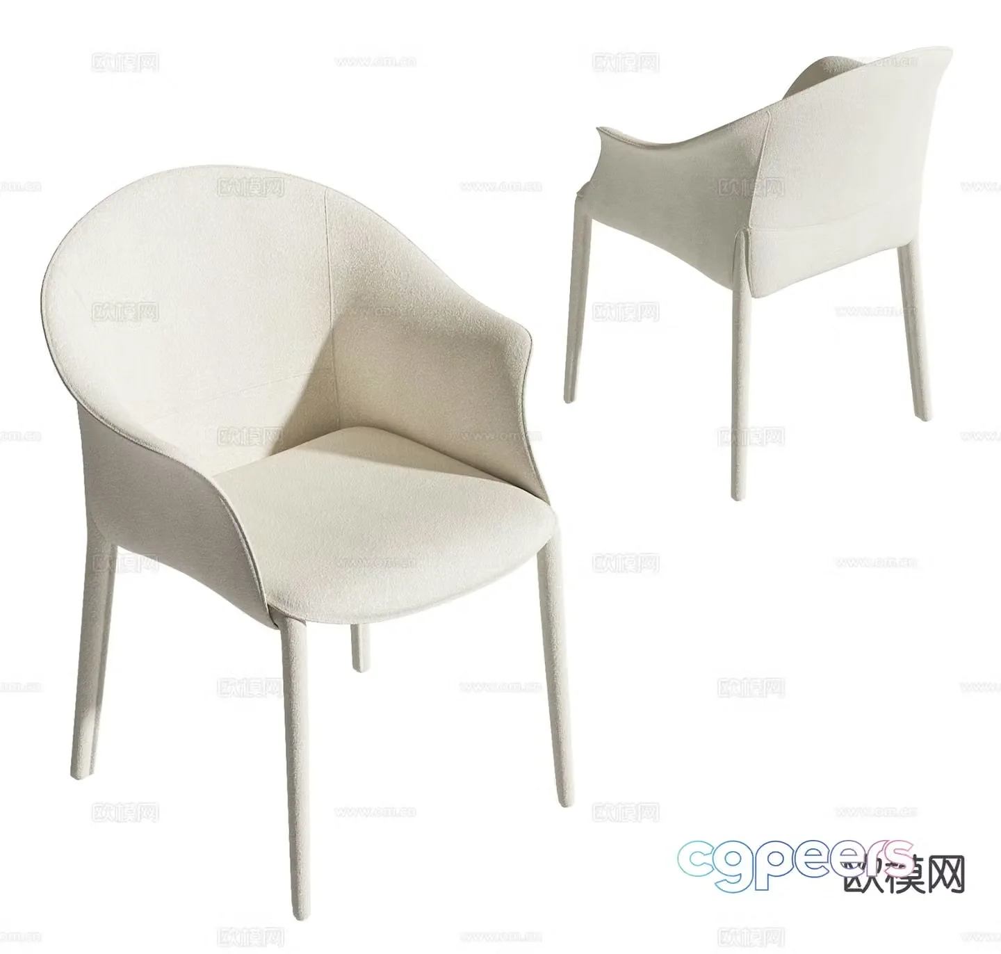 Cream style chair dining chair 3d model