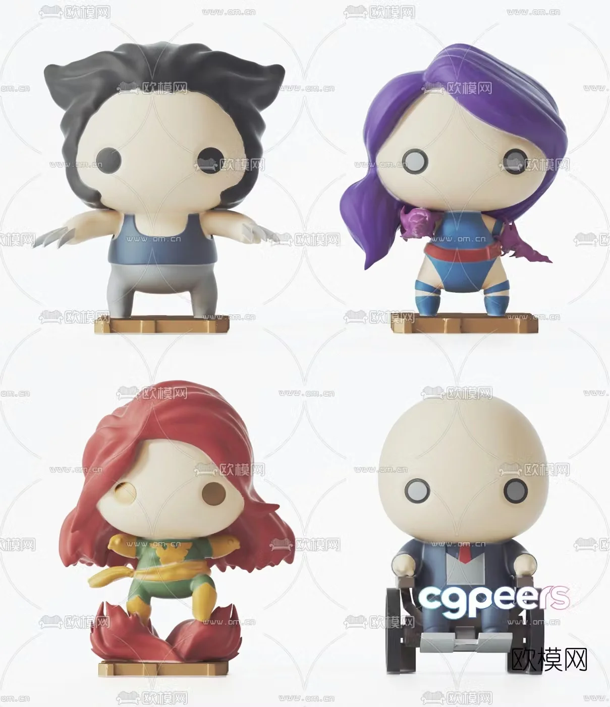 Modern Q version X-Men toys 3d model