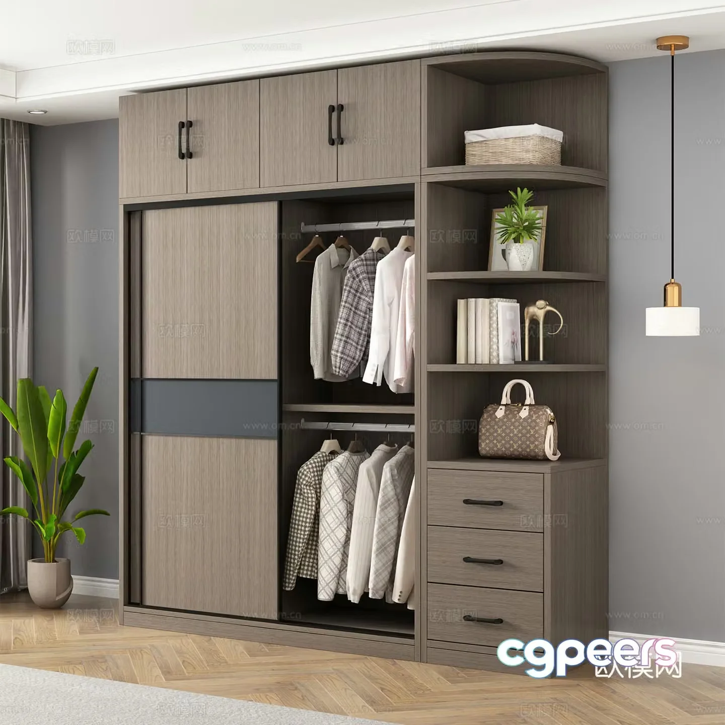 Nordic sliding door wardrobe 3d model