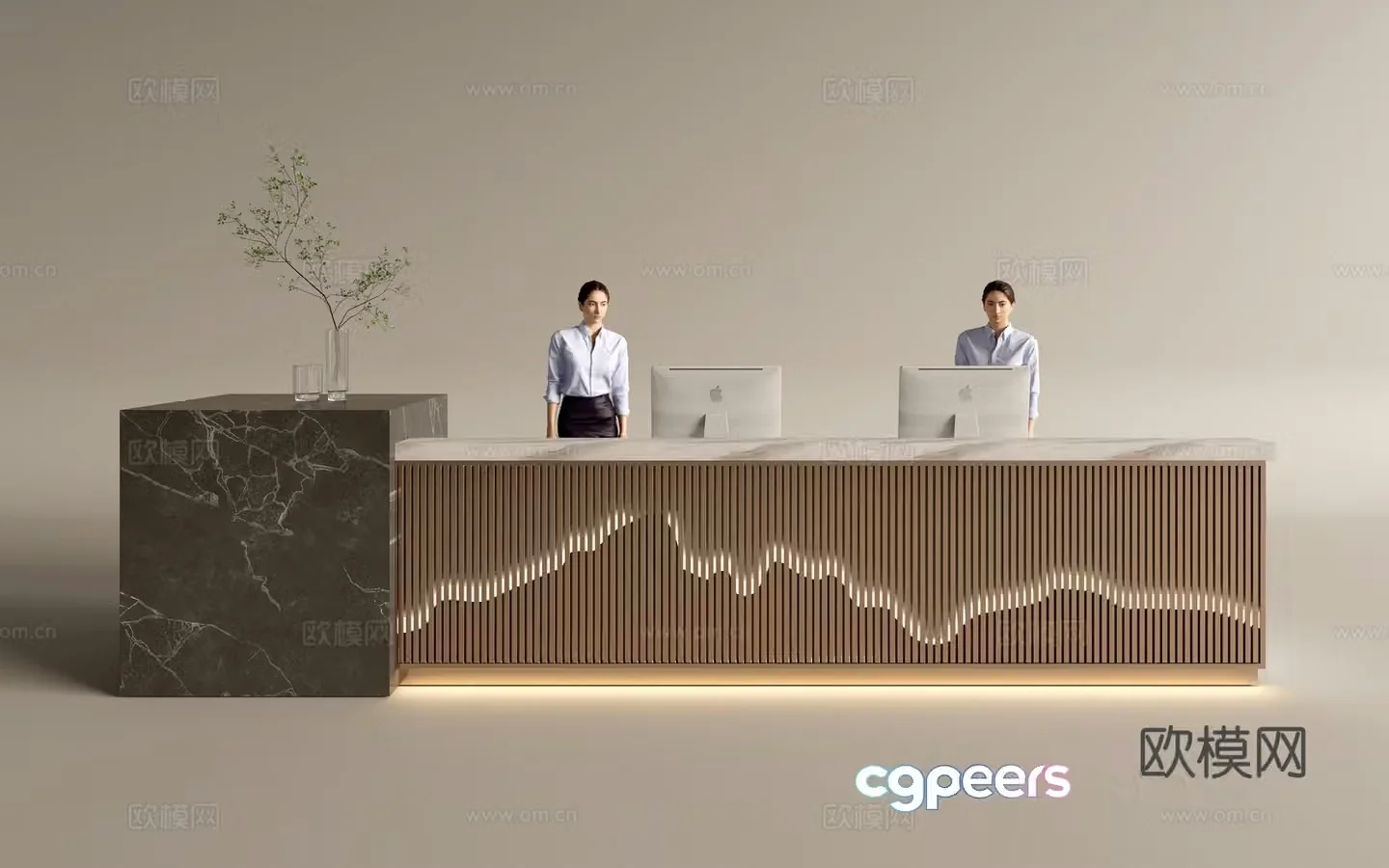 Modern company front desk reception area bar reception desk service desk 3d model