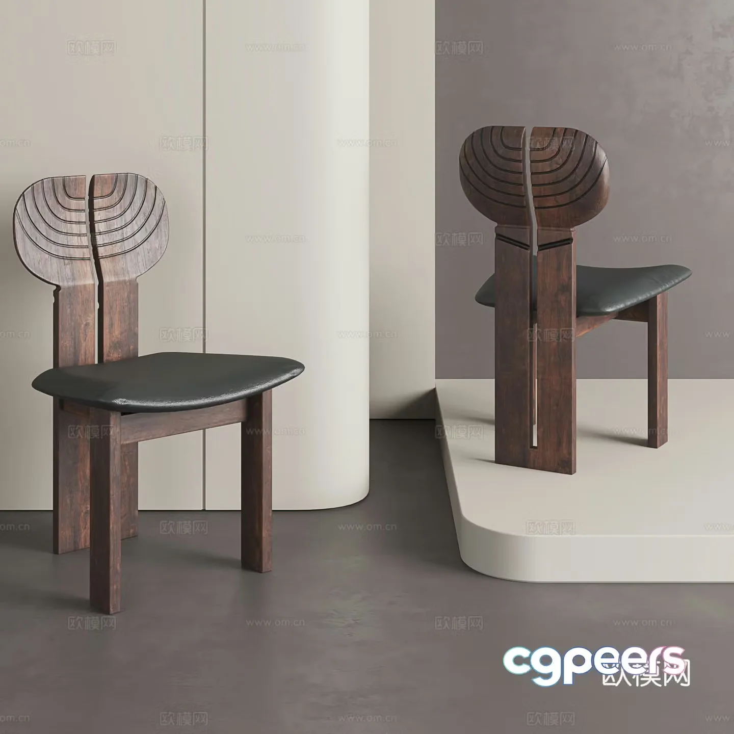 Retro style dining chair Wasabi style dining chair Solid wood chair Medium style single chair 3D model
