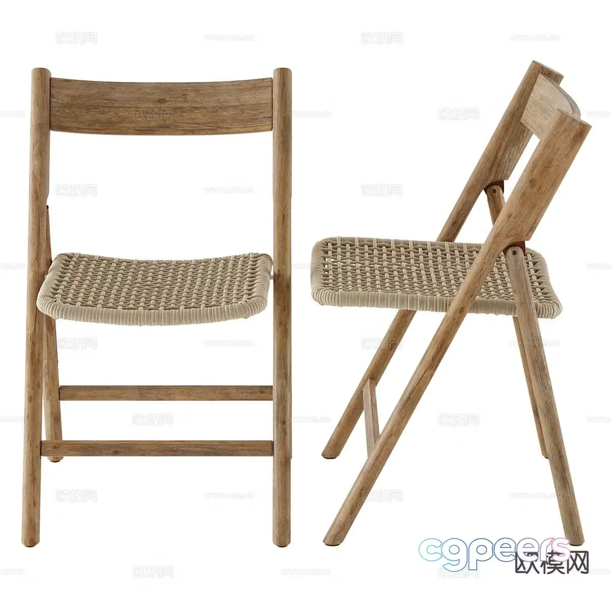 Log dining chair rattan dining chair single chair 3D model