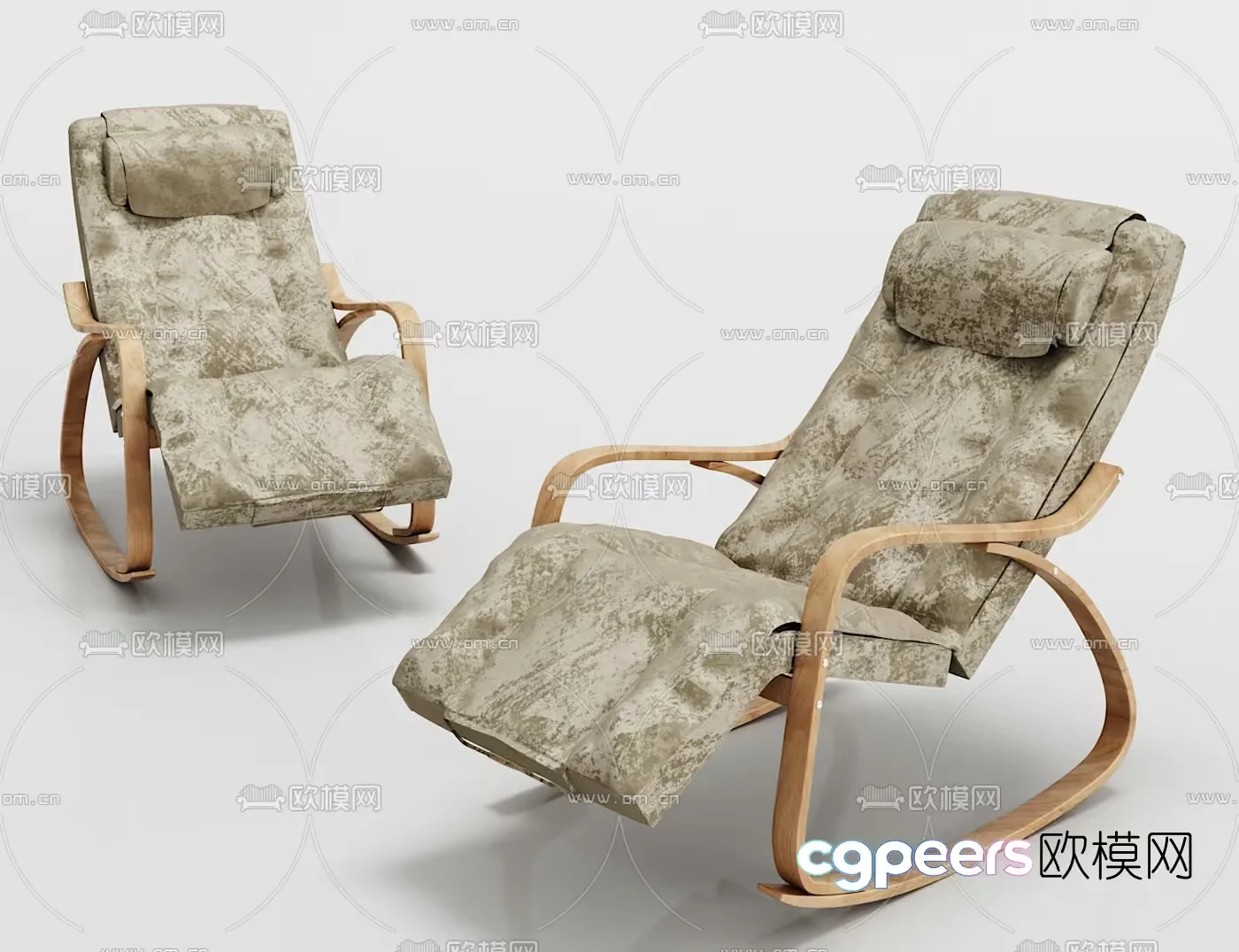 Wooden Rocking Chair 3D Model – 20403 – VRAY Render