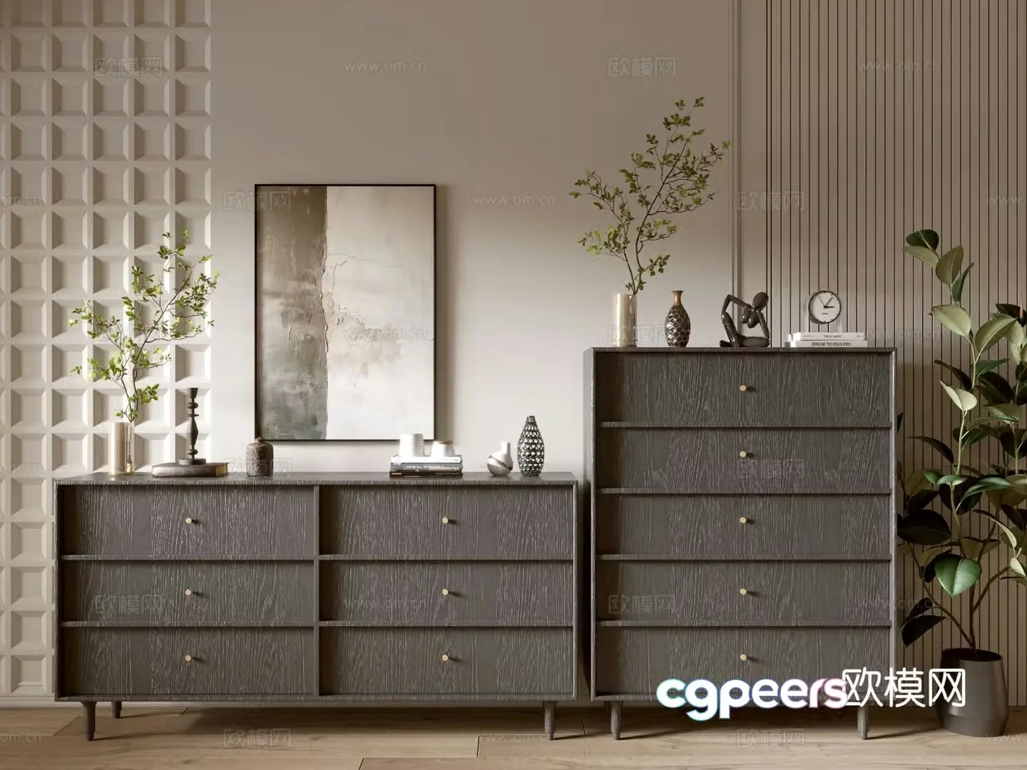 Modern chest of drawers side cabinet 3d model