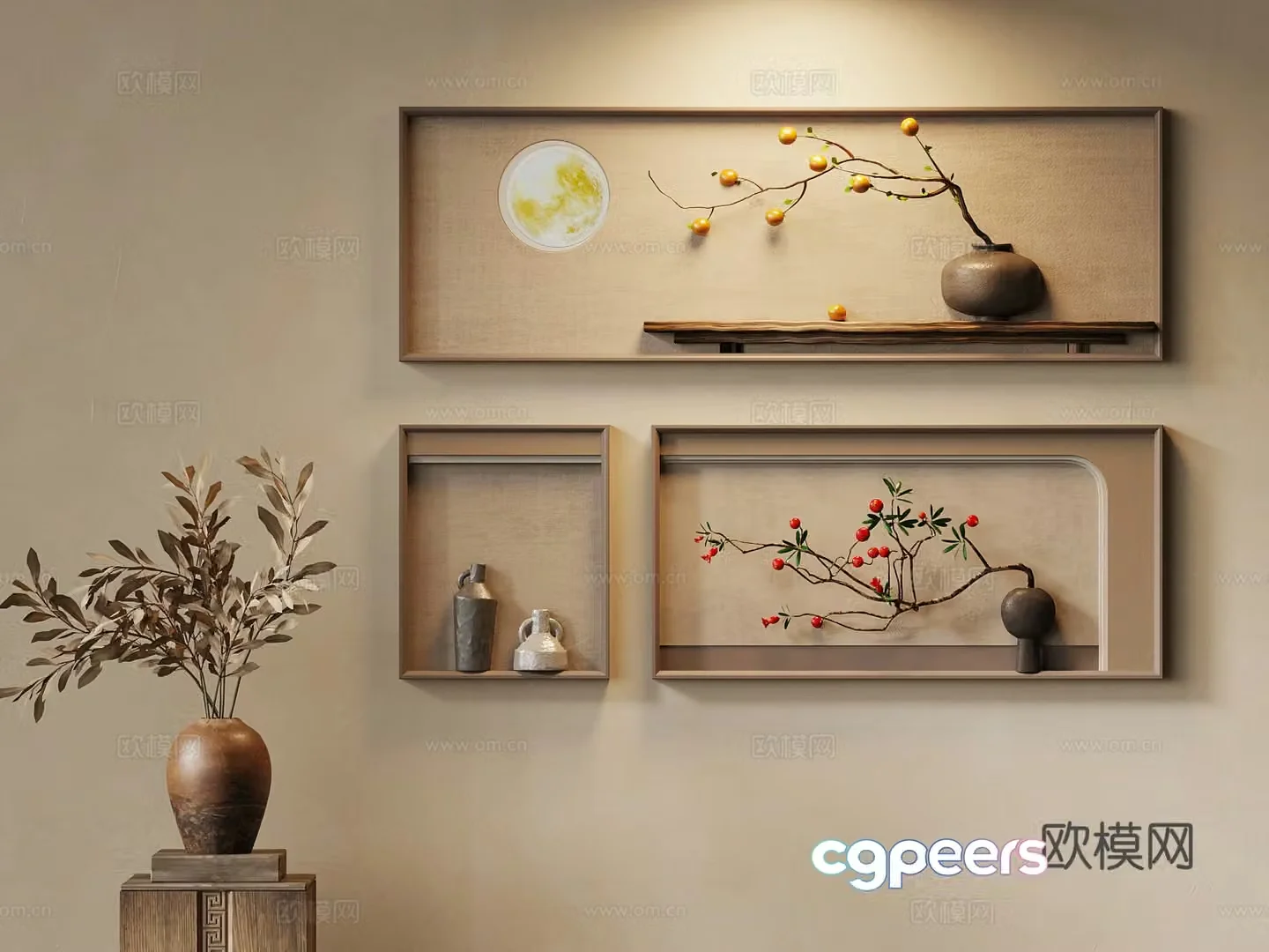 Wall decoration medieval style wall decoration potted plant storage 3D model