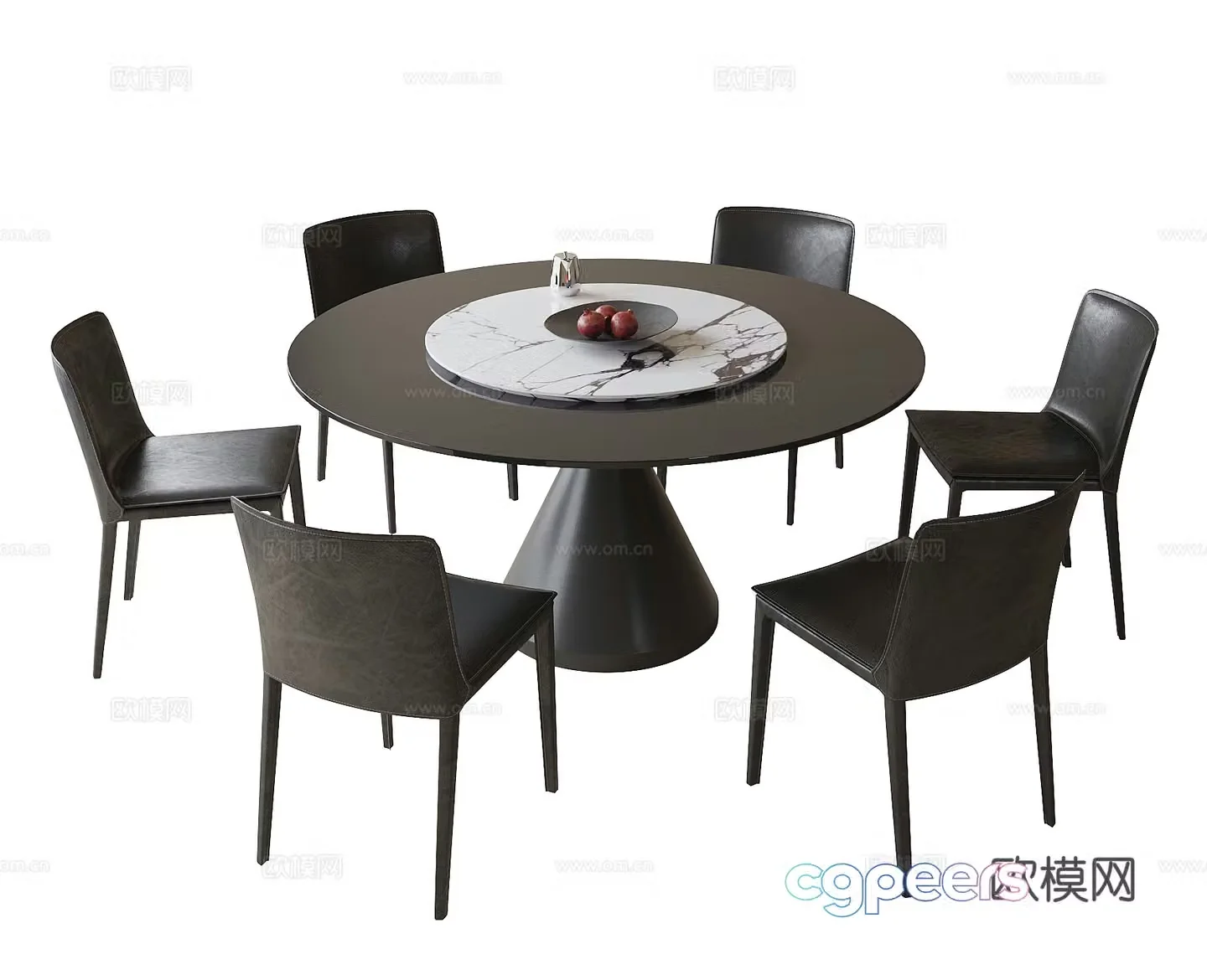 Modern dining table and chair combination dining chair single chair 3d model