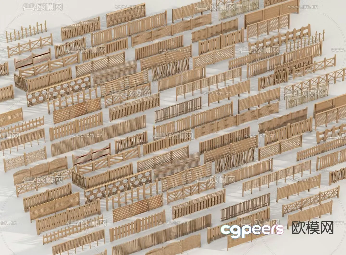 Chinese railing guardrail fence bamboo fence wall 3d model