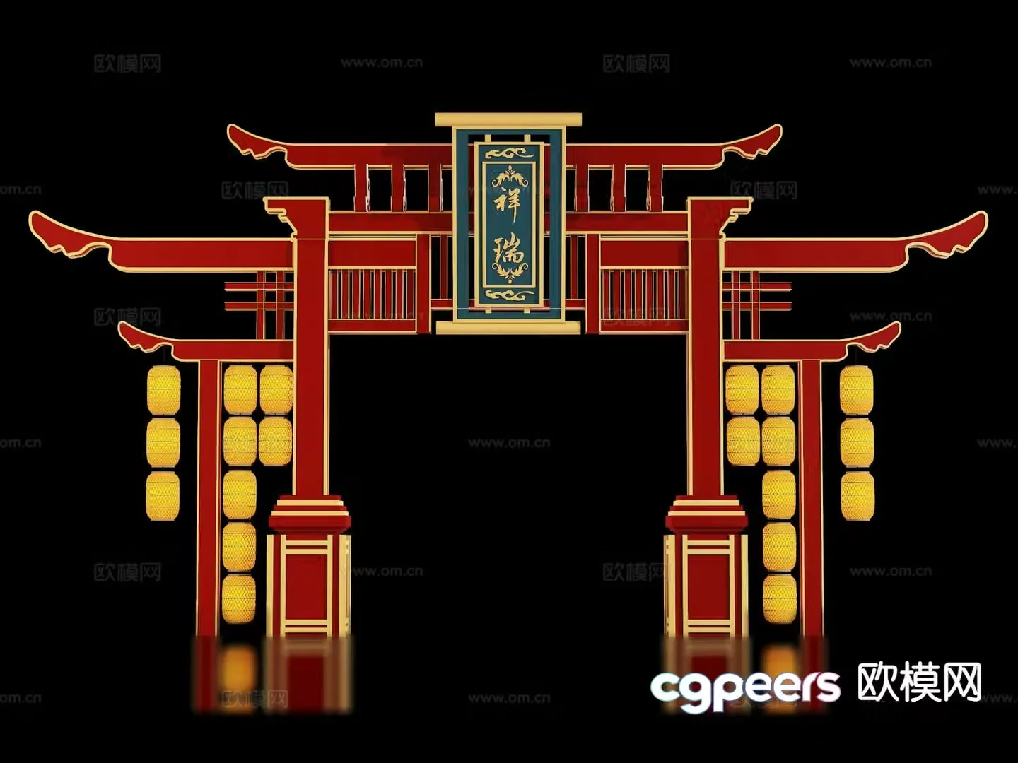 New Chinese style ancient archway 3D model