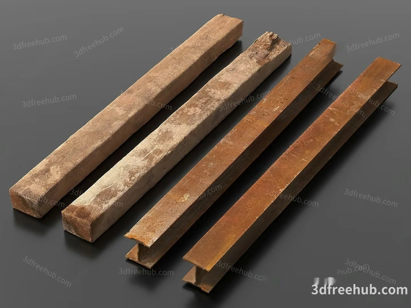 Rusty Metal Bars 3D Model – 19914 – VRAY Render