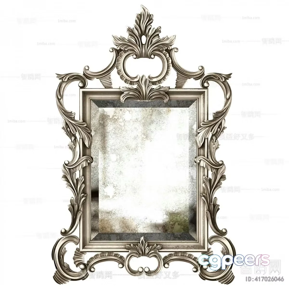 A Decorative Mirror With An Ornate Frame 3D Model – 4641 – VRAY Render