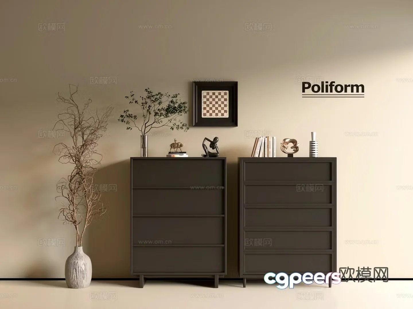 Modern black cabinet ins wind side cabinet chest cabinet low cabinet whole cabinet dining side cabinet balcony cabinet 3d model