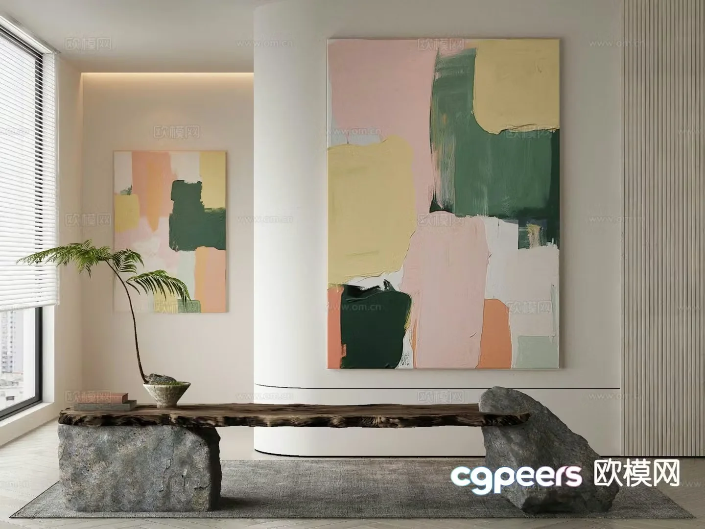 Modern decorative painting abstract oil painting 3d model