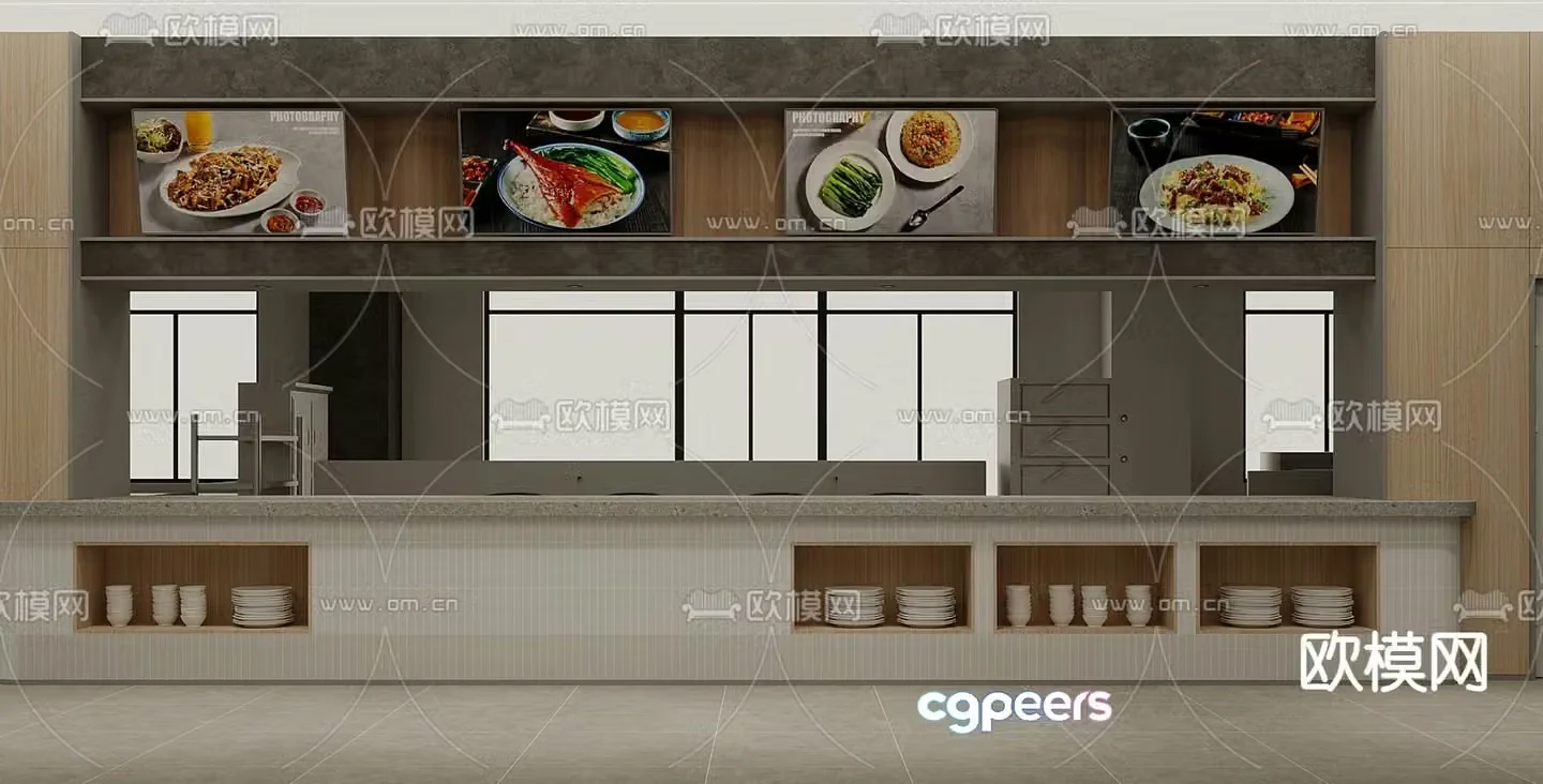 Canteen stall restaurant stall 3d model