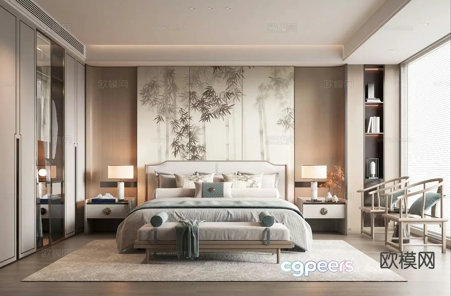 New Chinese style bedroom master bedroom 3d model