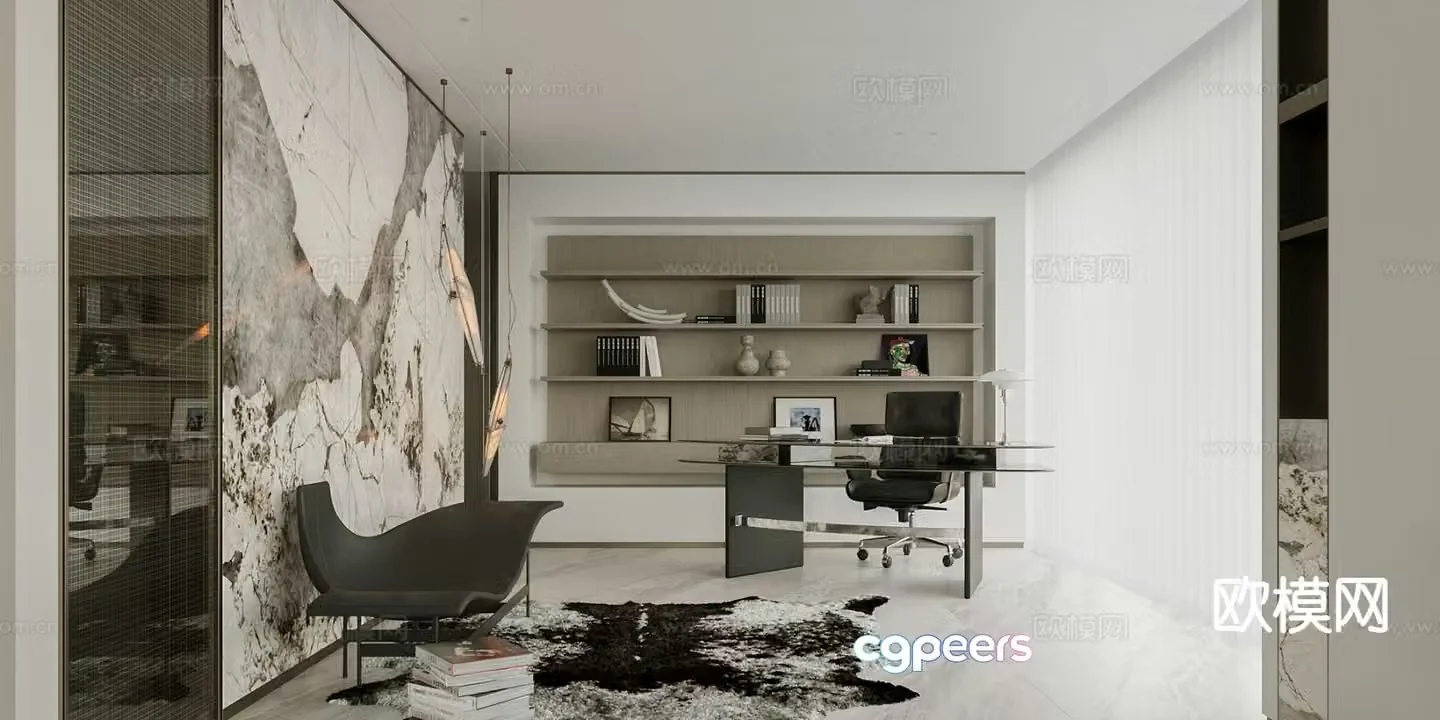Modern study room 3d model