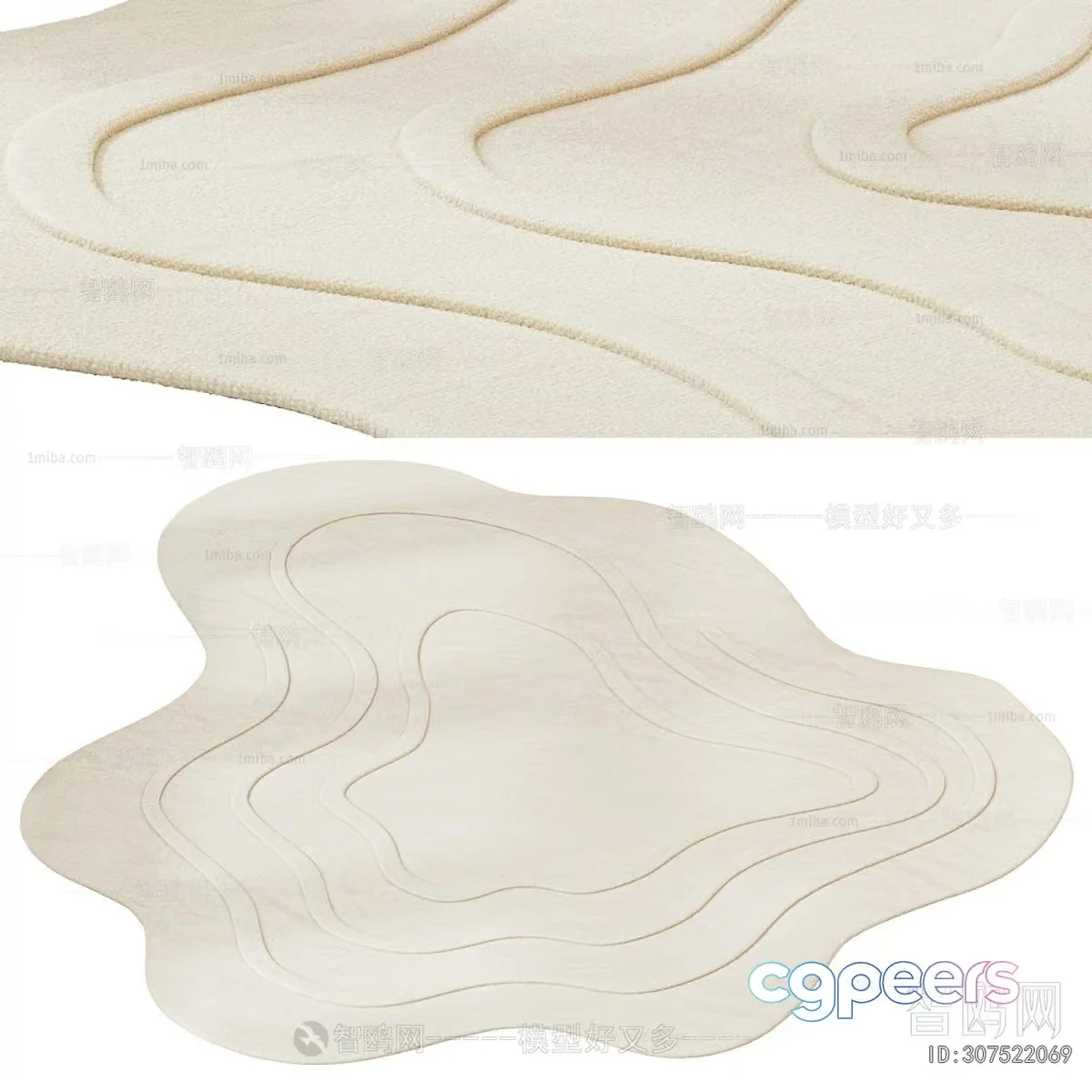 The Main Subject Is A Rug With A Wavy Design 3D Model – 15028 – VRAY Render