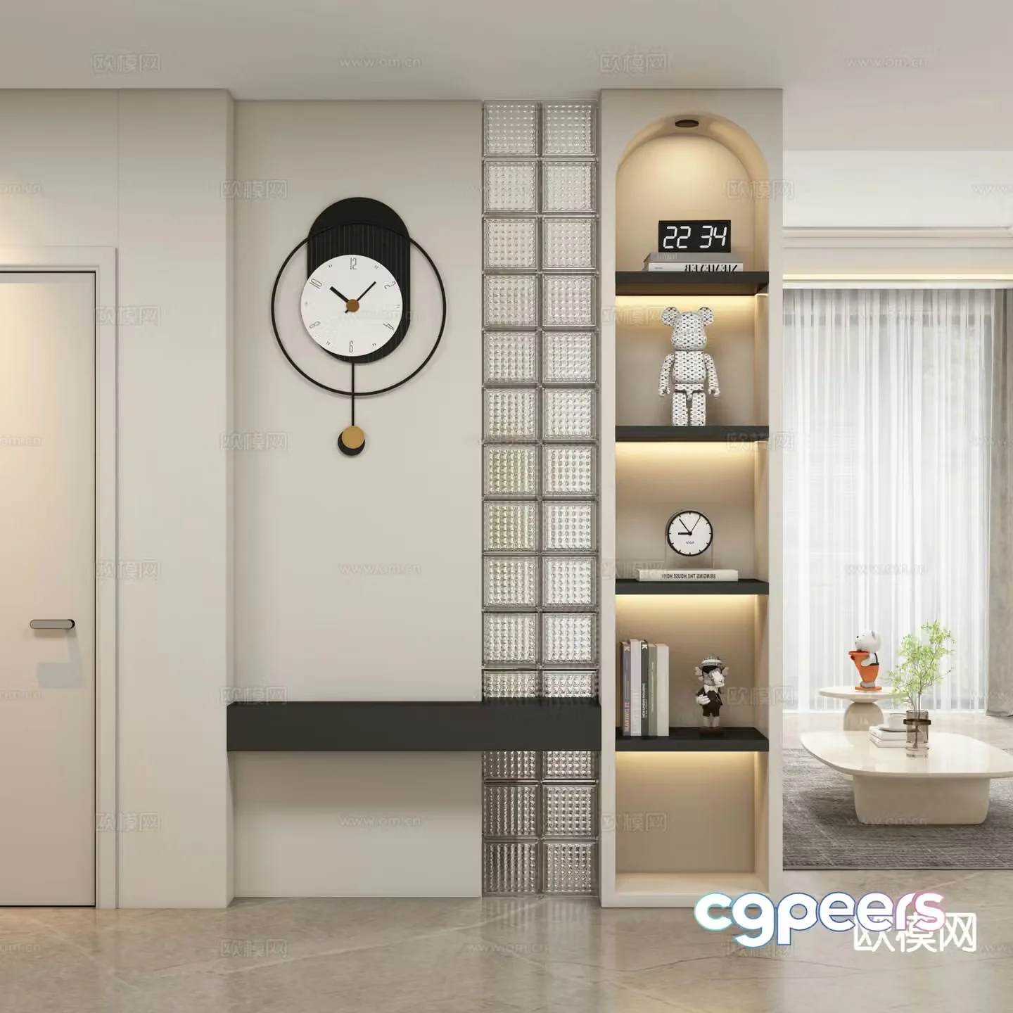 Cream style entrance hall entrance hall aisle 3D model
