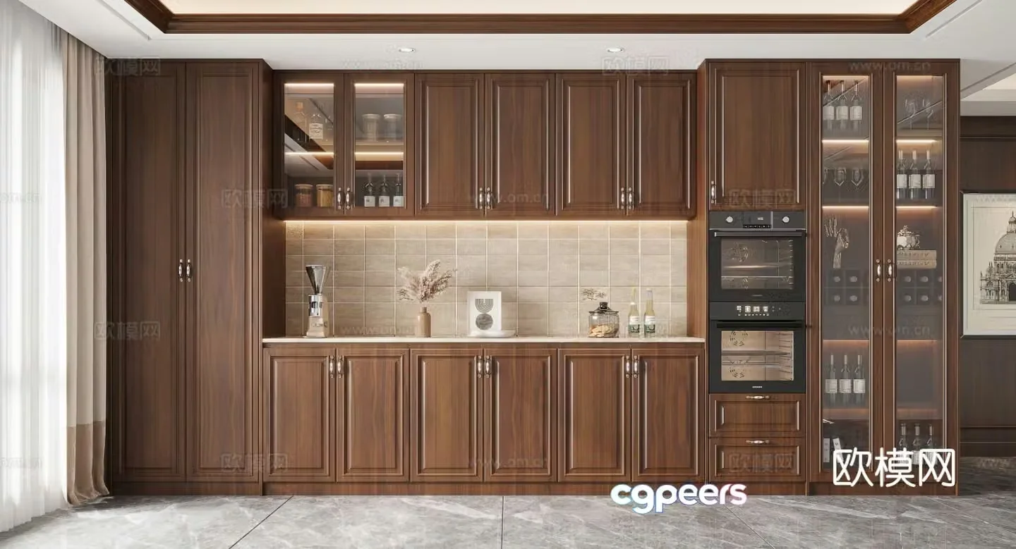 American wine cabinet sideboard 3d model
