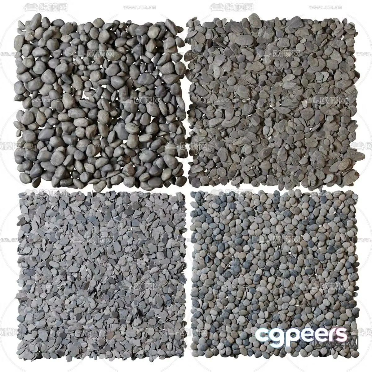 Pebbles gravel gravel small stones 3d model