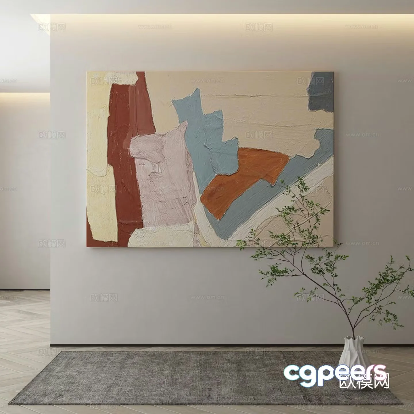 Modern texture painting abstract painting decorative painting 3D model