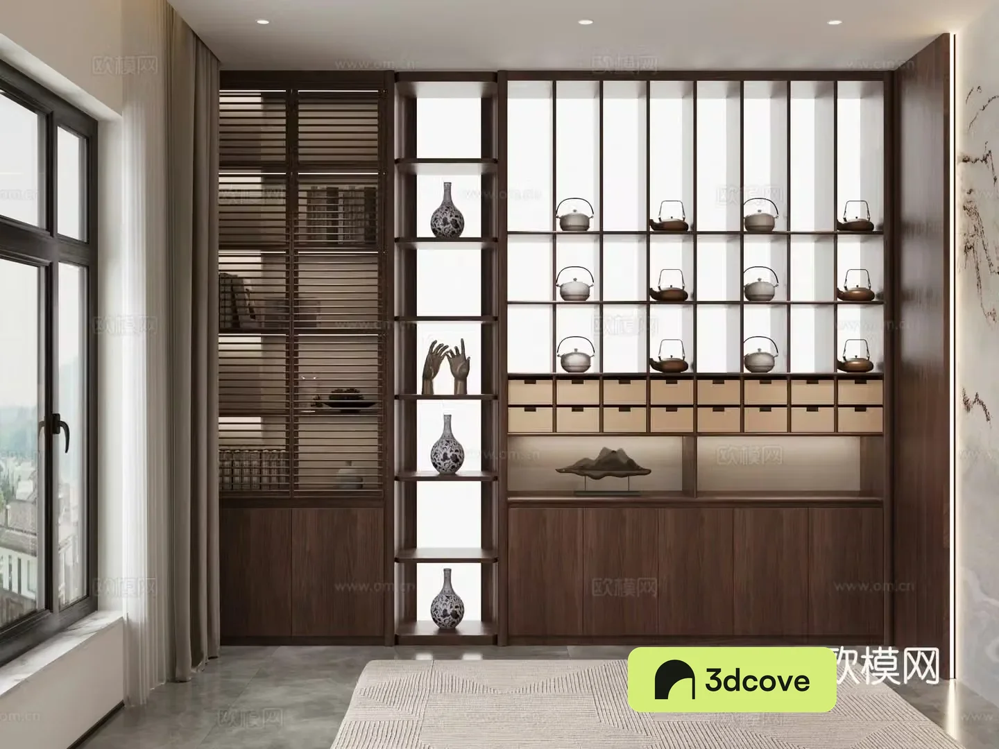 New Chinese-style tea cabinet decoration cabinet storage cabinet display cabinet tea room