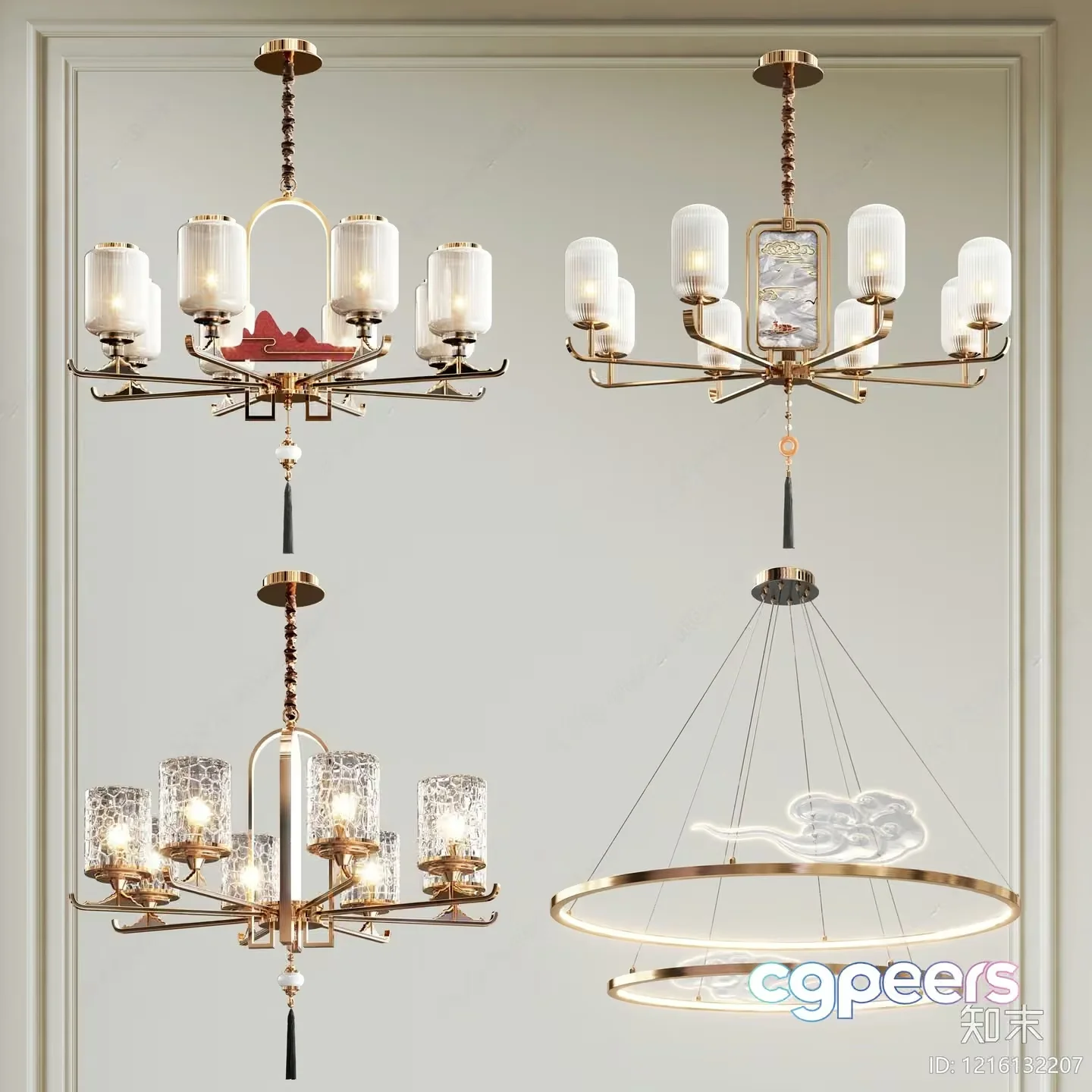 Gold Light Fixture 3D Model – 18103 – VRAY Render