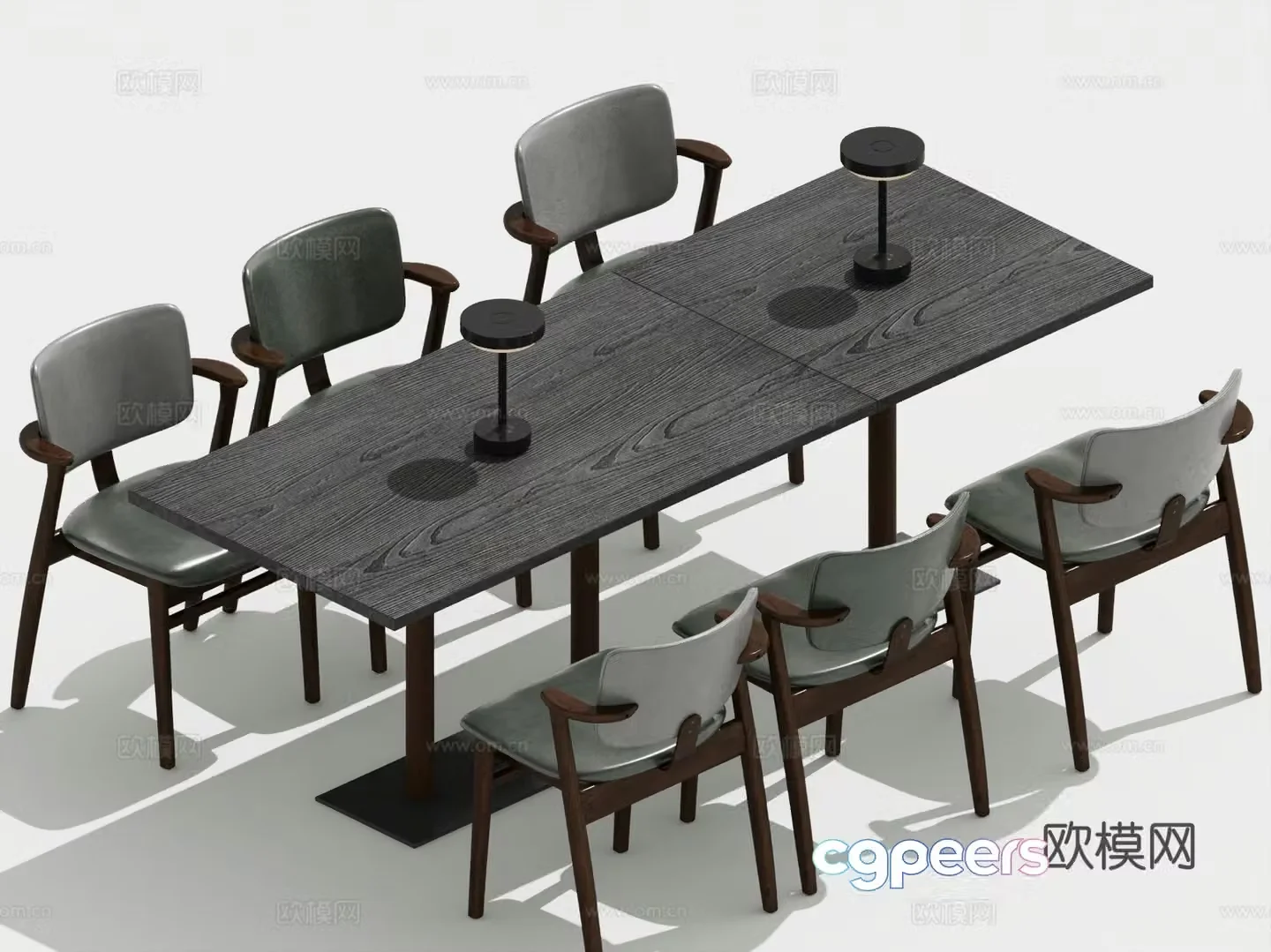 Modern dining table and chairs long table and chairs 3d model
