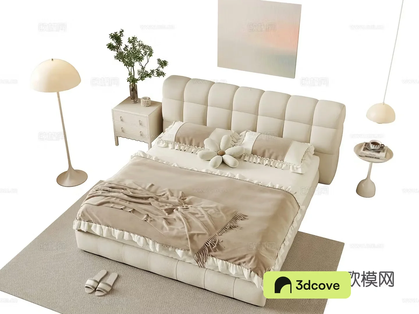 Creamy wind double bed