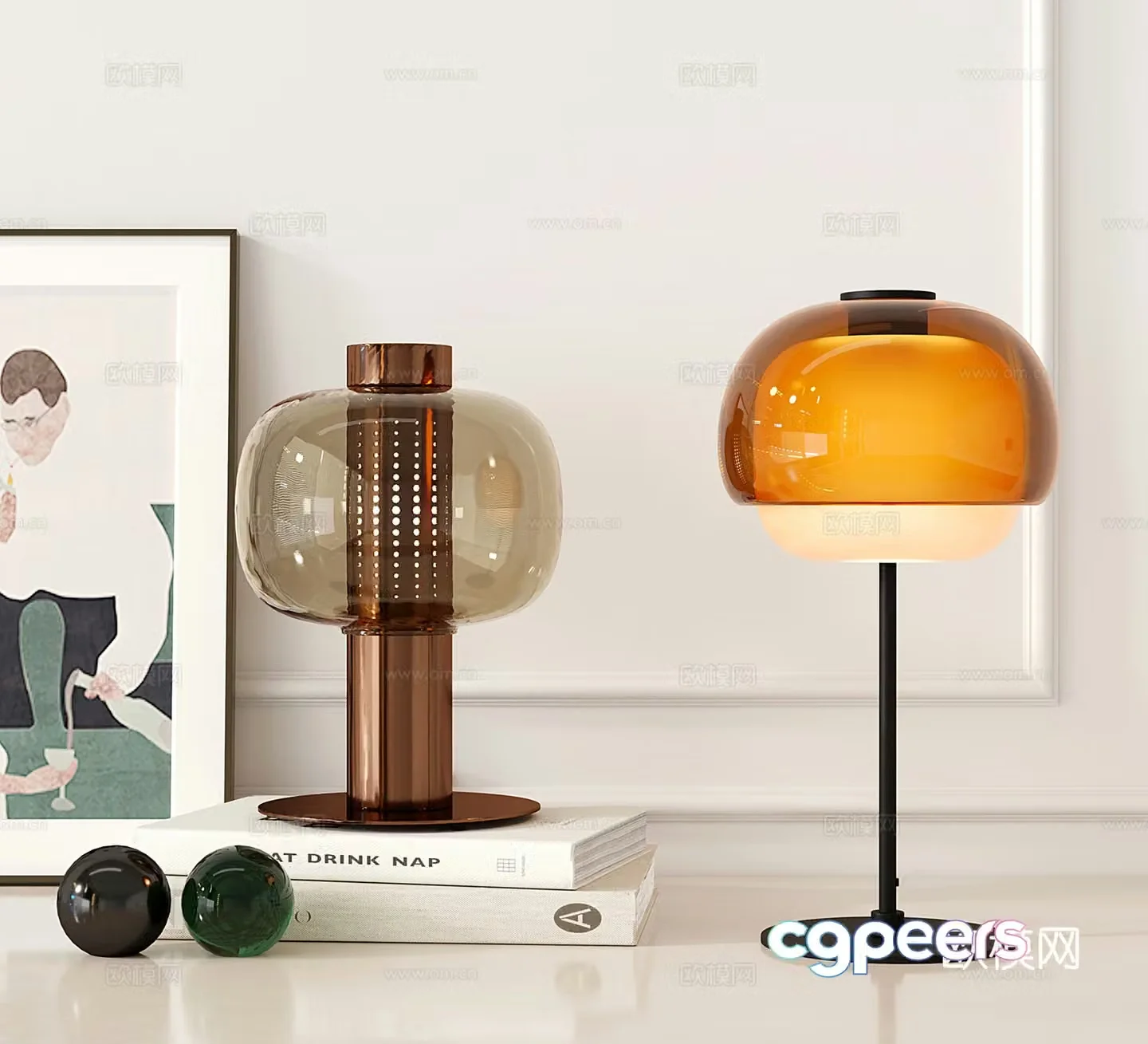 Modern desk lamp Metal desk lamp Glass desk lamp 3D model