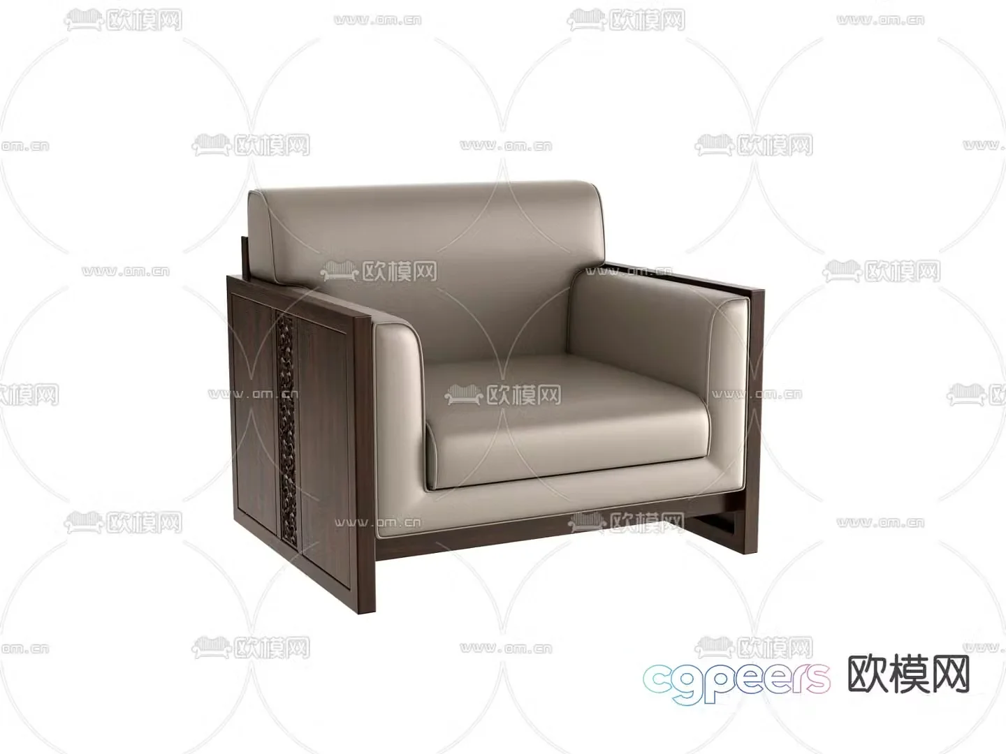 Single sofa leather sofa 3d model