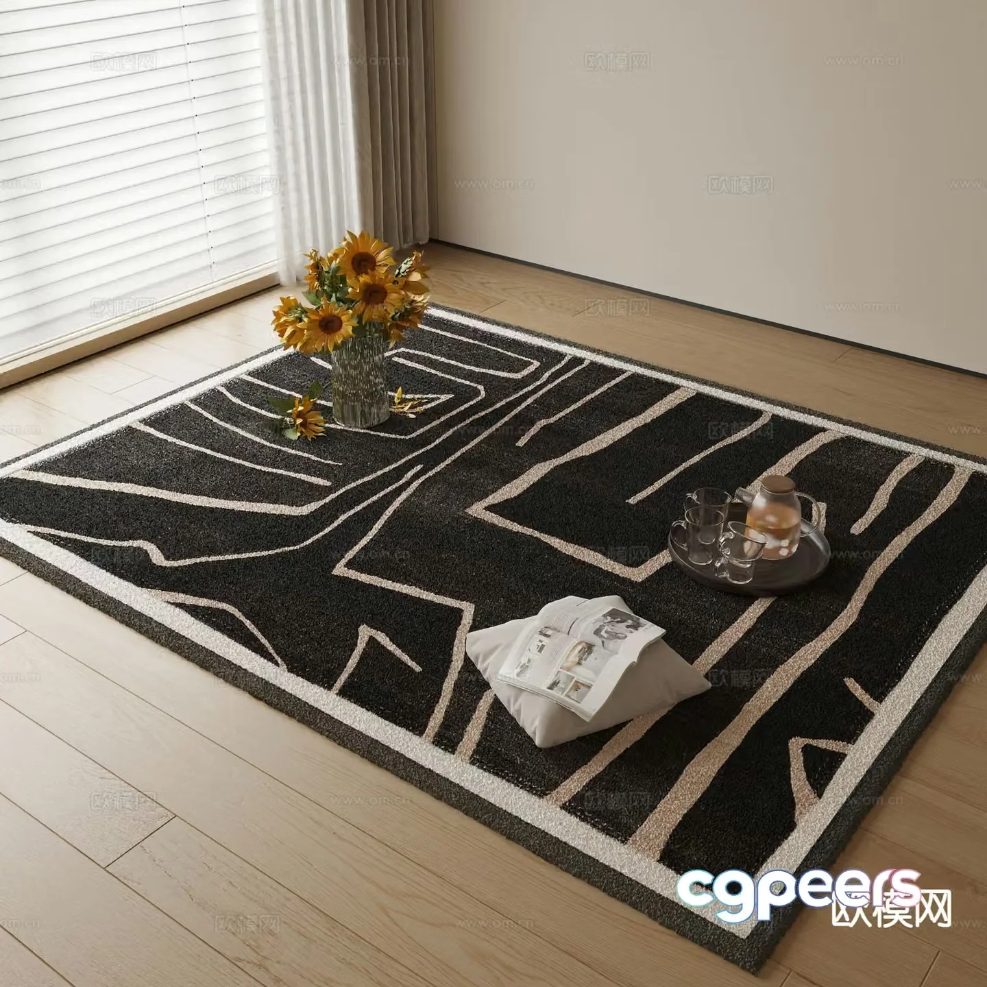 Decorative carpet square carpet 3d model