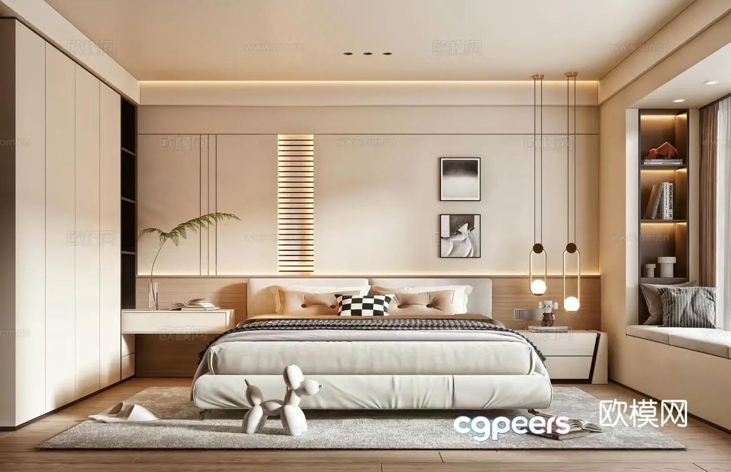 Creamy Bedroom Master Bedroom 3D Model