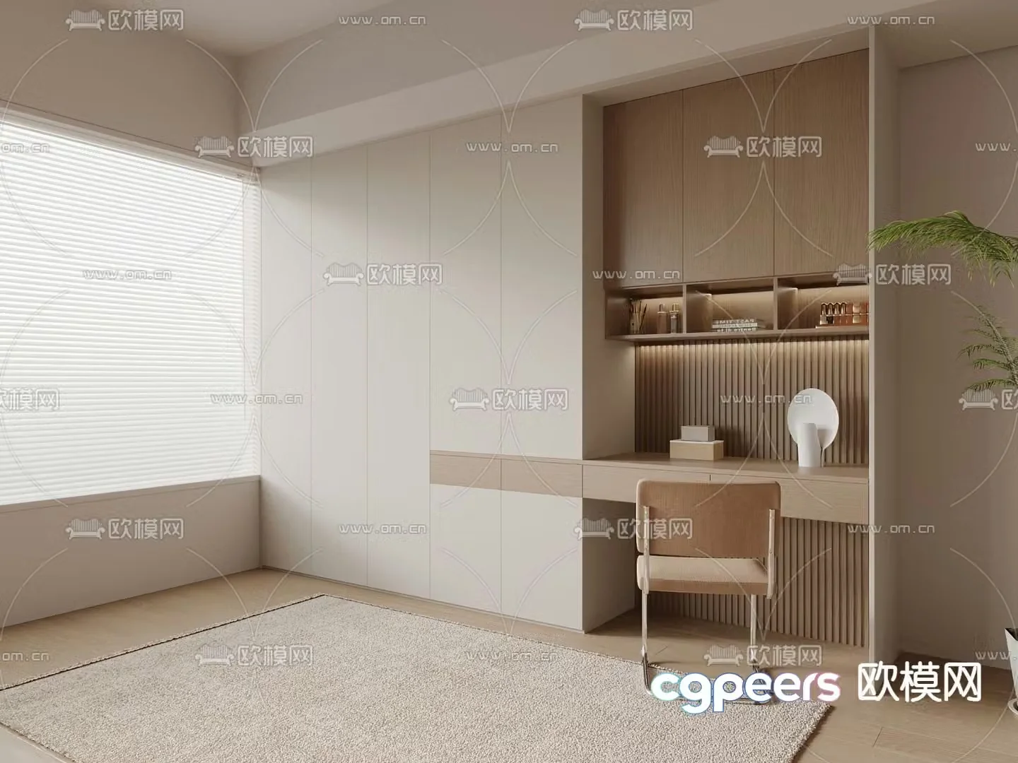 Simple wardrobe bookcase 3d model