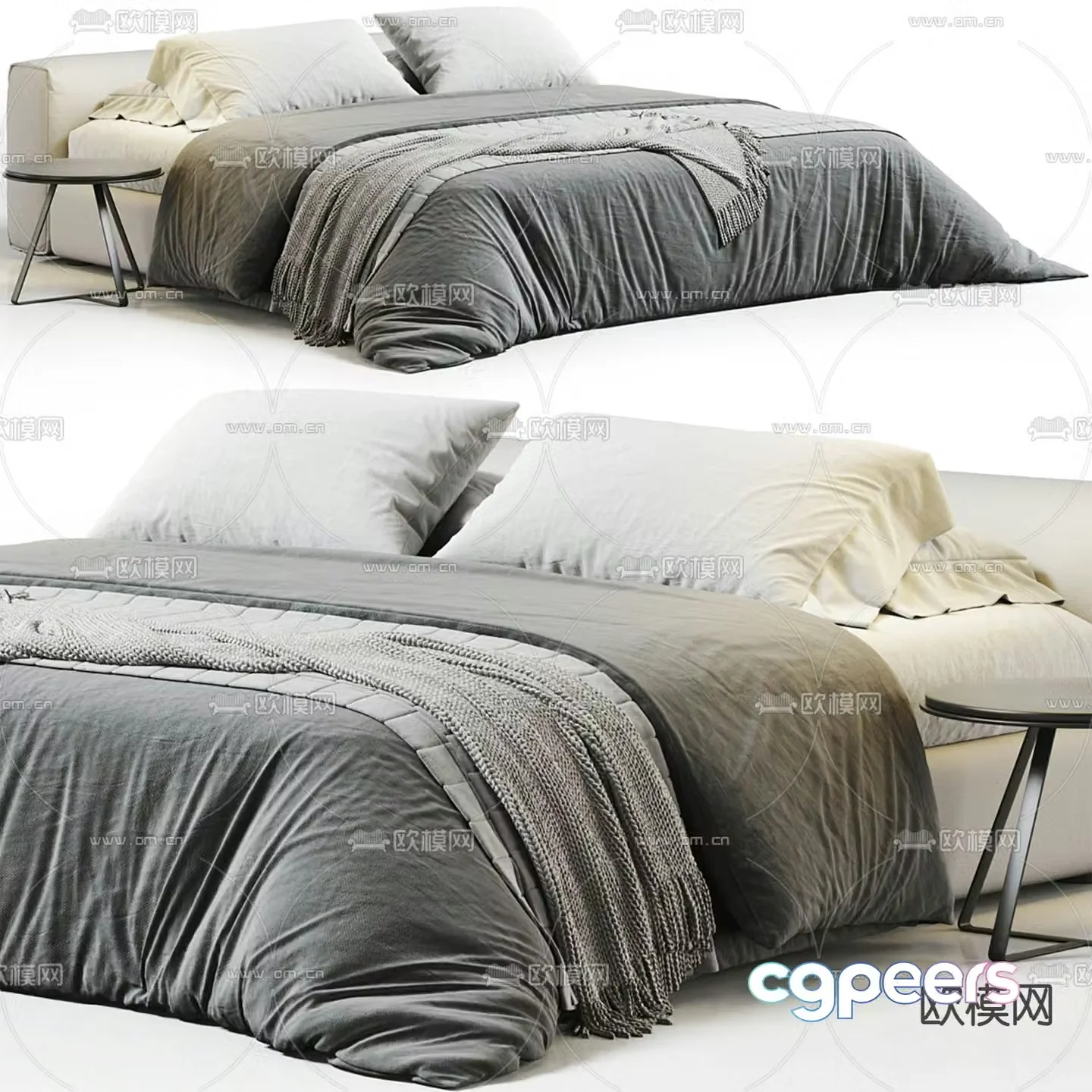 Rectangular double bed 3d model