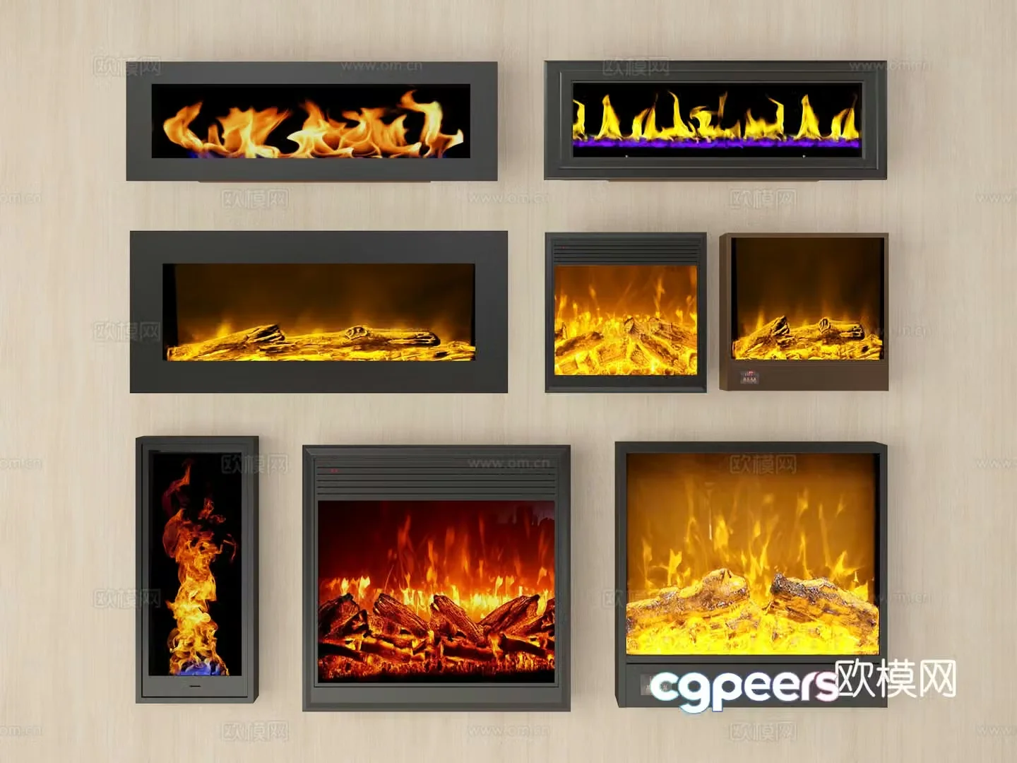 flame fireplace electronic fireplace 3d model