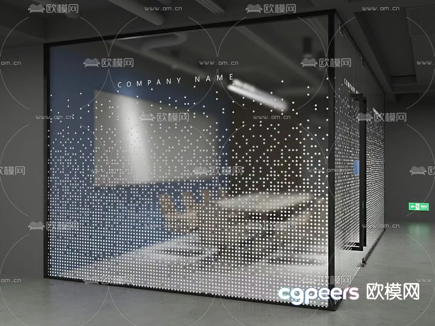 Conference room glass partition glass film 3d model