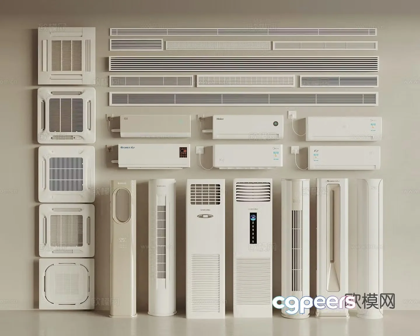 Vertical air -conditioned wall -mounted air -conditioning central air -conditioning 3D model