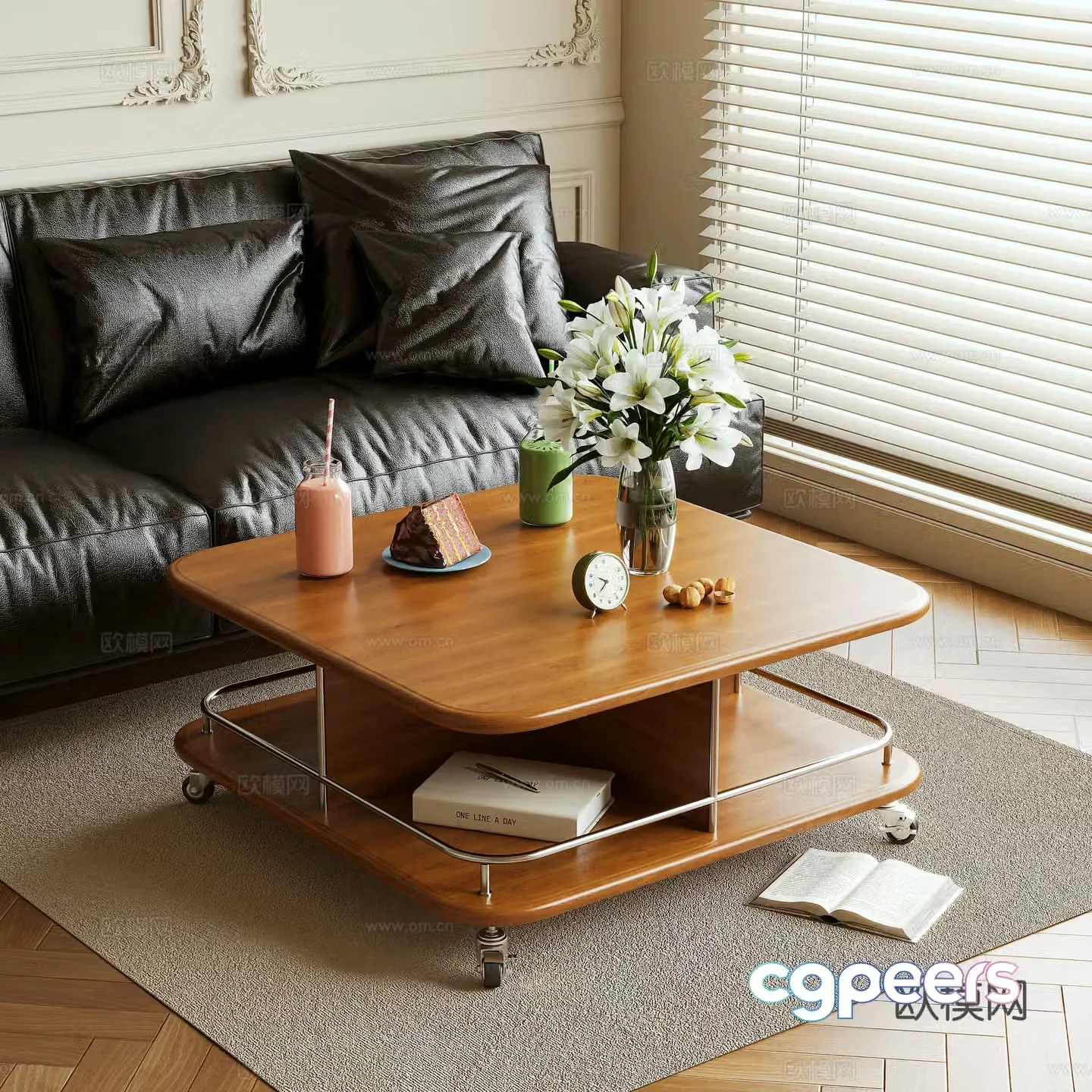 Log style coffee table 3d model