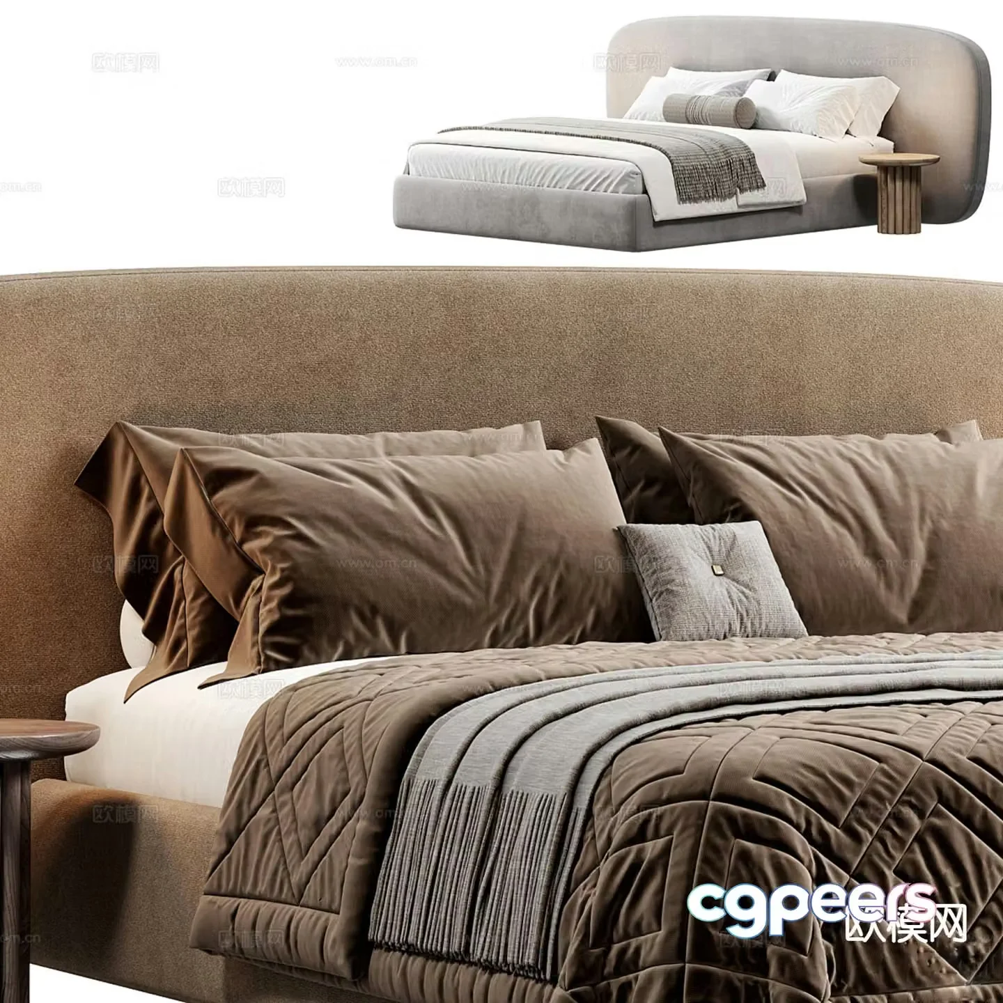 Modern double bed 3d model