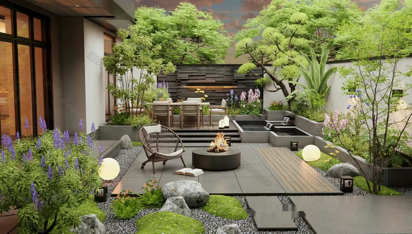 Modern Outdoor Space 3D Model – 14405 – VRAY Render