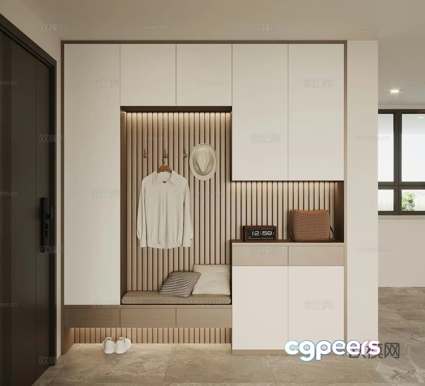 Modern entrance shoe cabinet home shoe cabinet 3D model