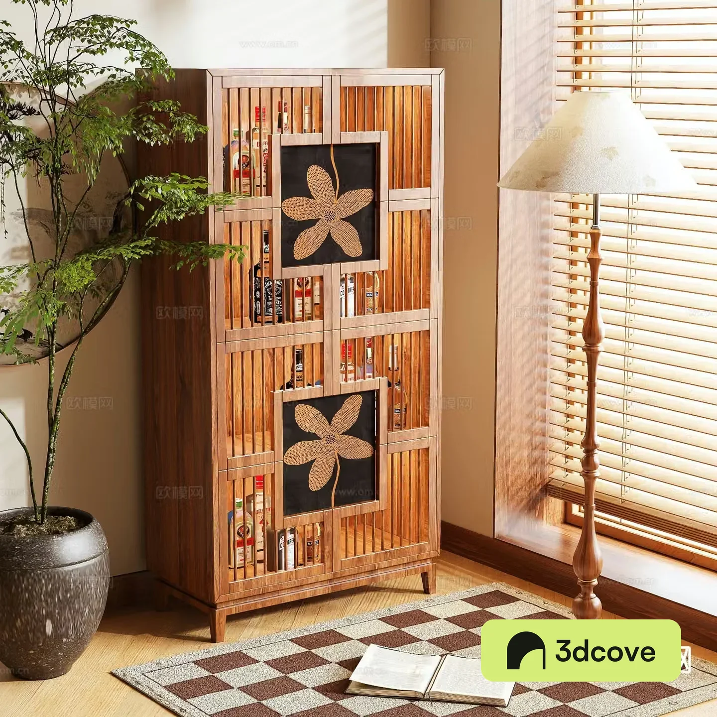 Log style wine cabinet