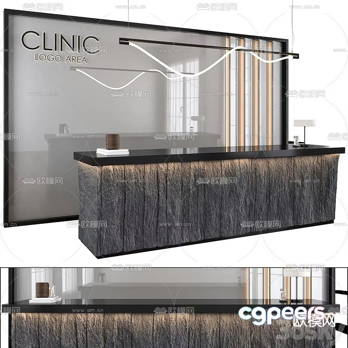 kitchen front desk reception desk 3d model