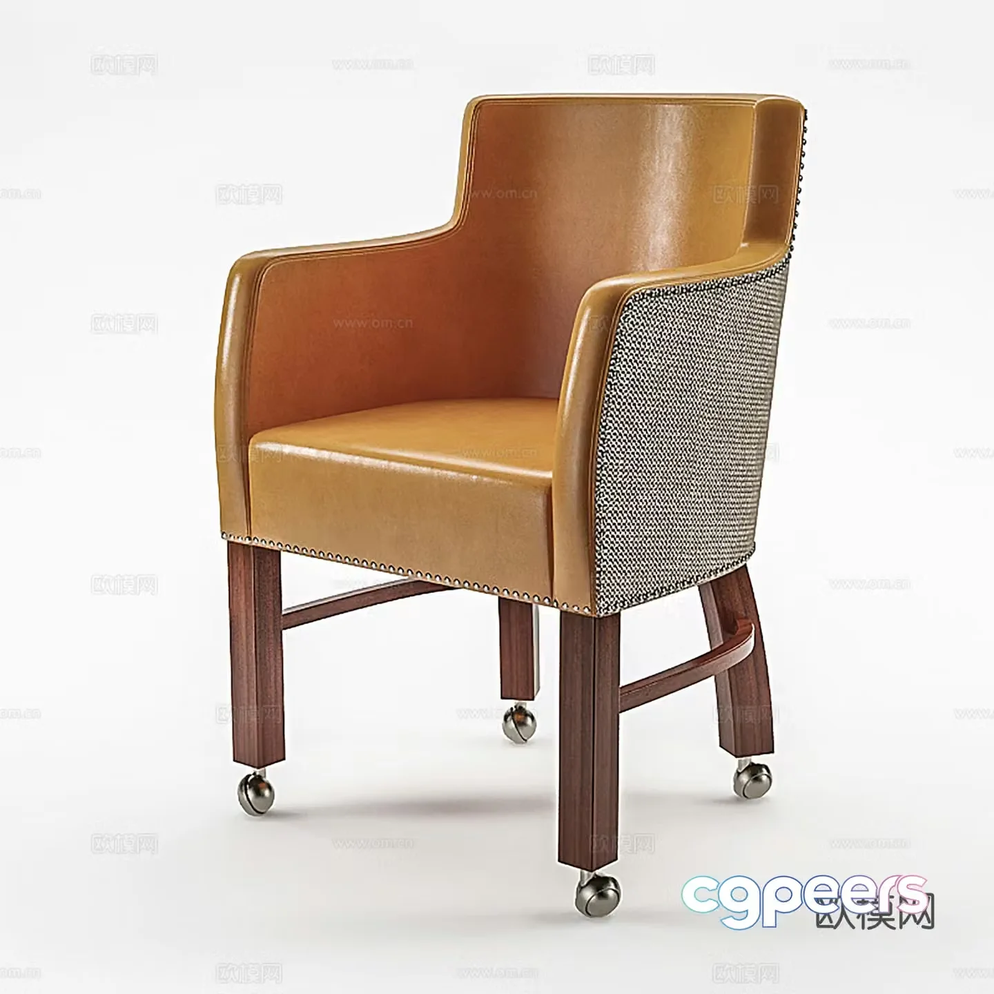 Modern casual chair leather chair dining chair single chair 3d model