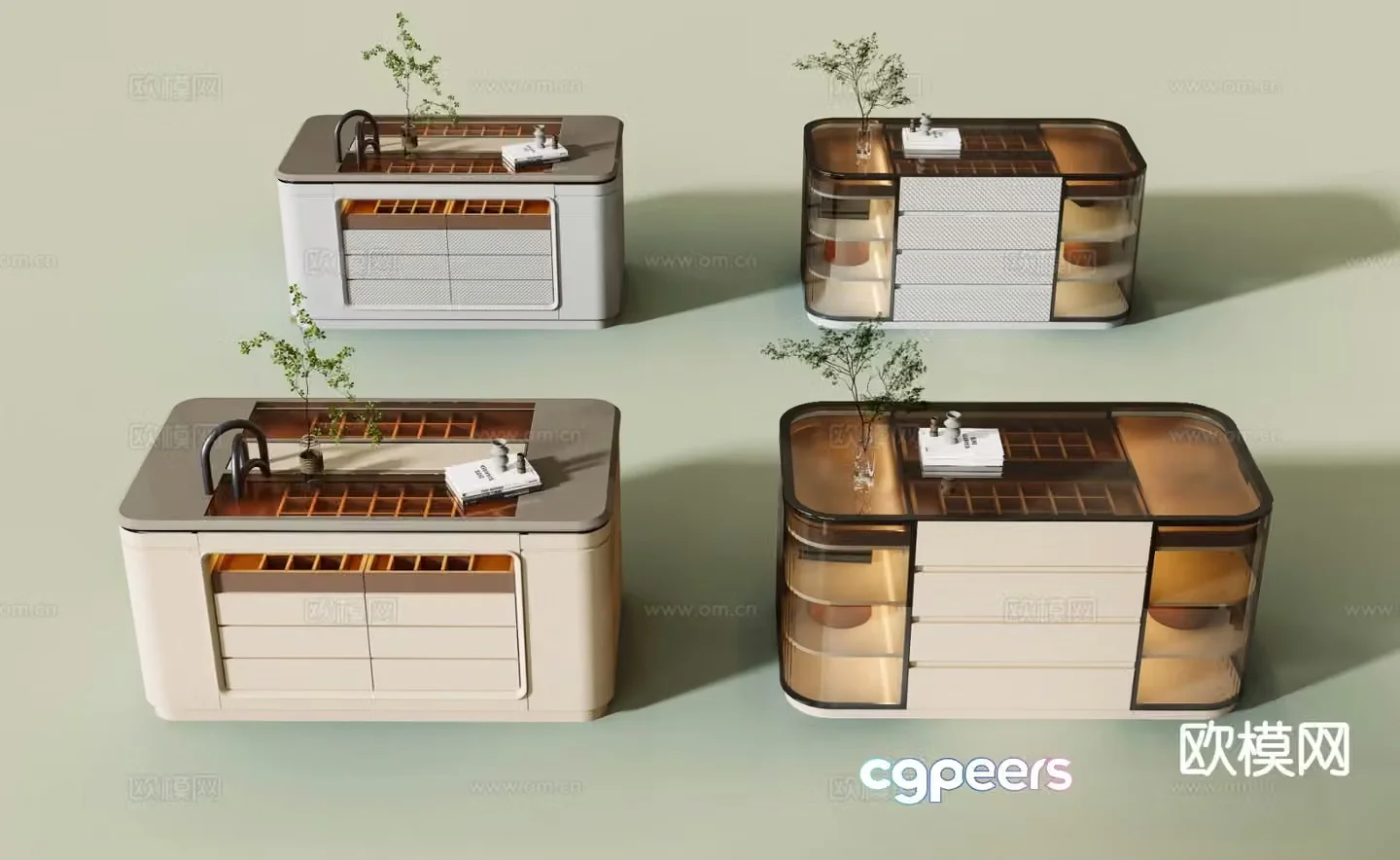 Modern wardrobe cabinet island jewelry table 3d model