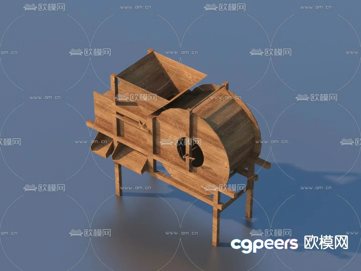 Chinese rural farming sketches 3D model of farm tools