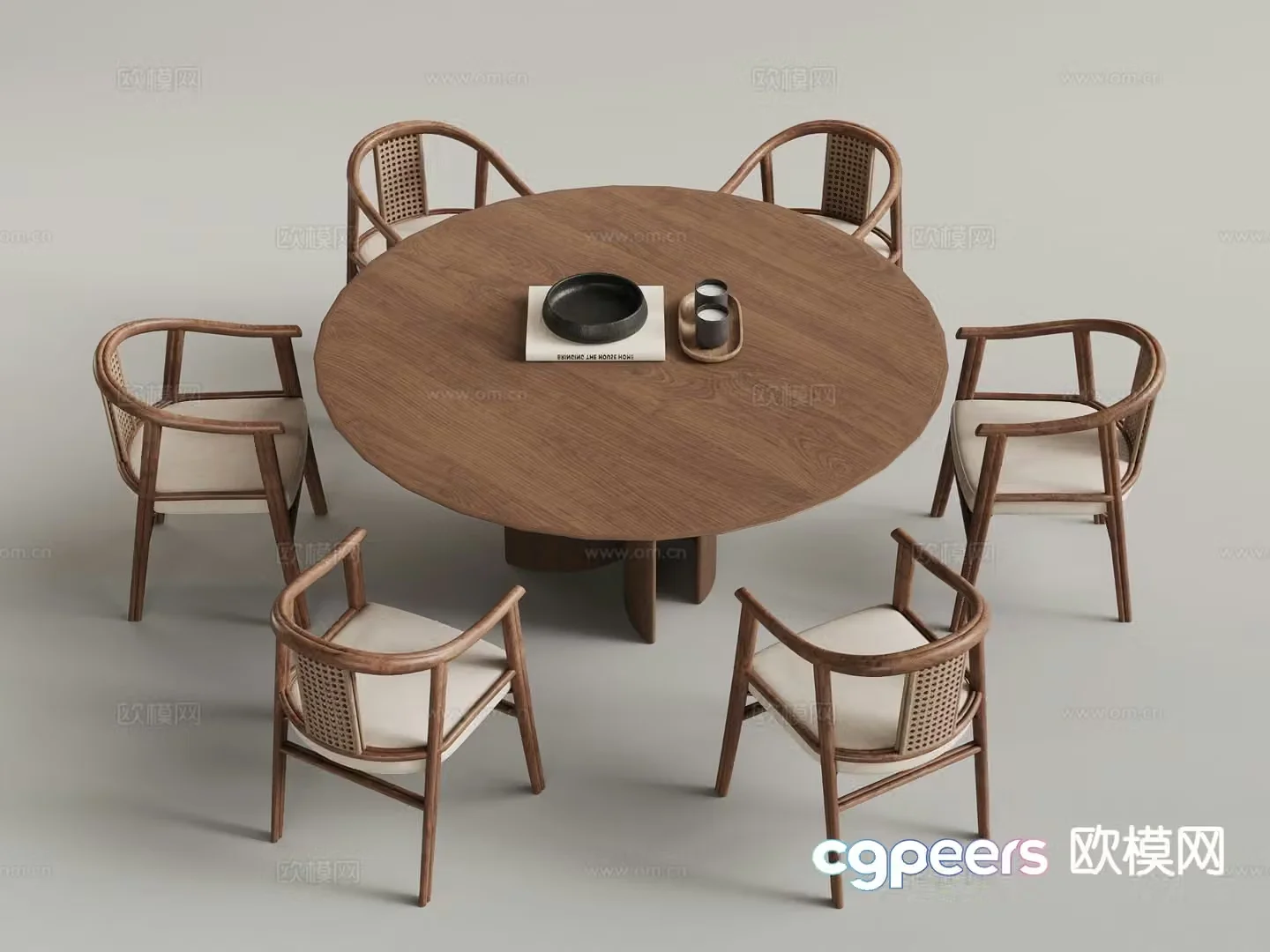 New Chinese dining table and chairs 3d model