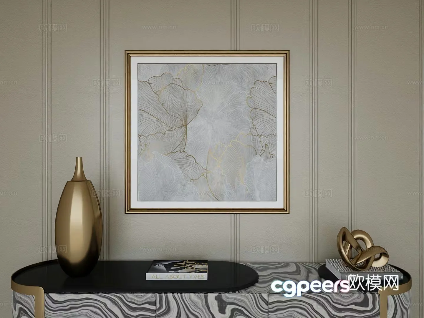 Italian light luxury high-end hanging painting 3D model